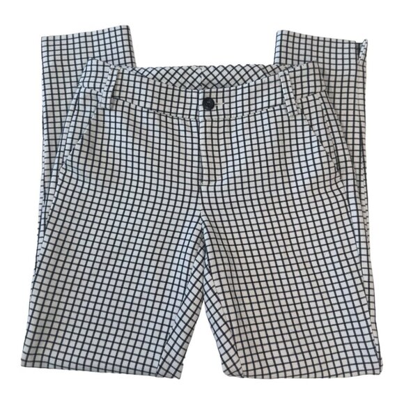 CAbi Women SZ 2 black-White Windowpanel Slim Ankle Trouser Pant -Business Casual - Picture 10 of 10